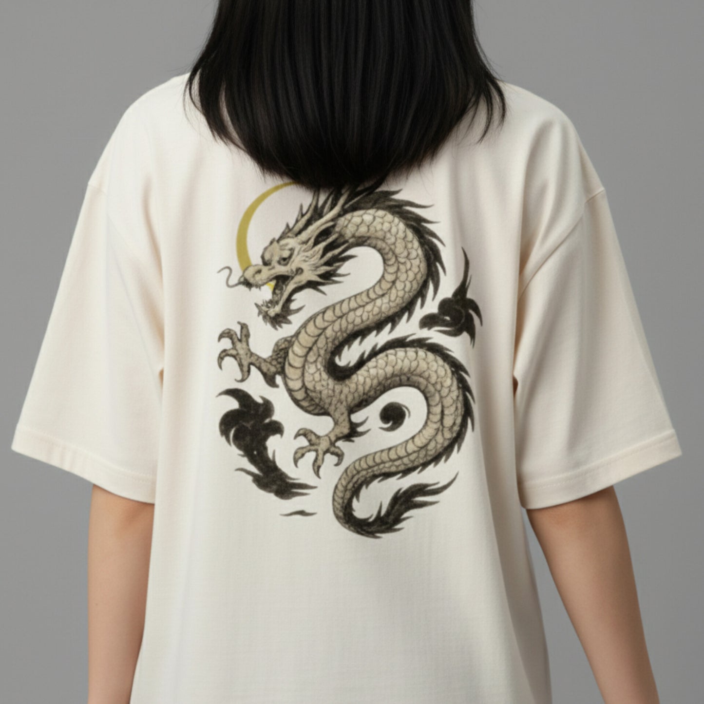 OVERSIZED - GOLD DRAGON OFF WHITE