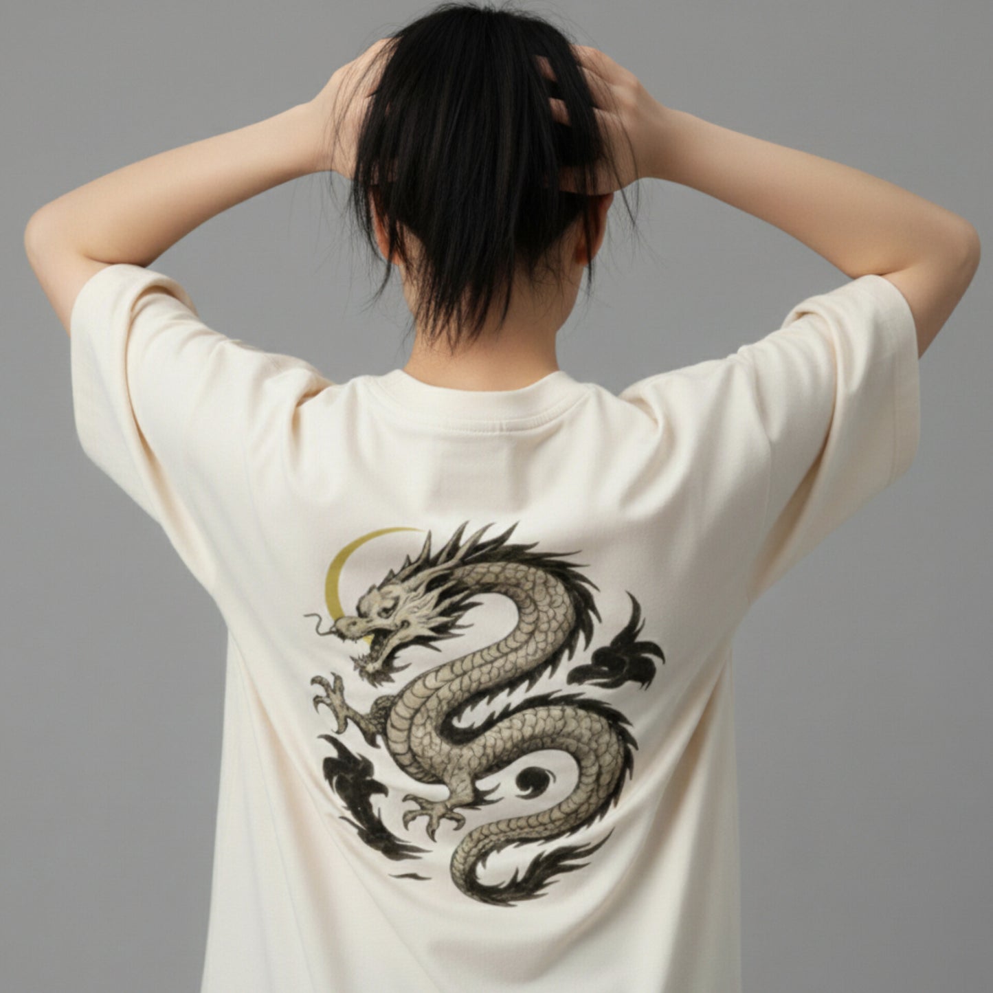 OVERSIZED - GOLD DRAGON OFF WHITE
