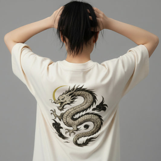 OVERSIZED - GOLD DRAGON OFF WHITE